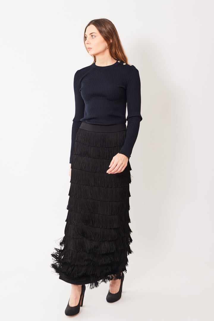 Mari wearing Dorothee Schumacher Emotional Essence Skirt front view