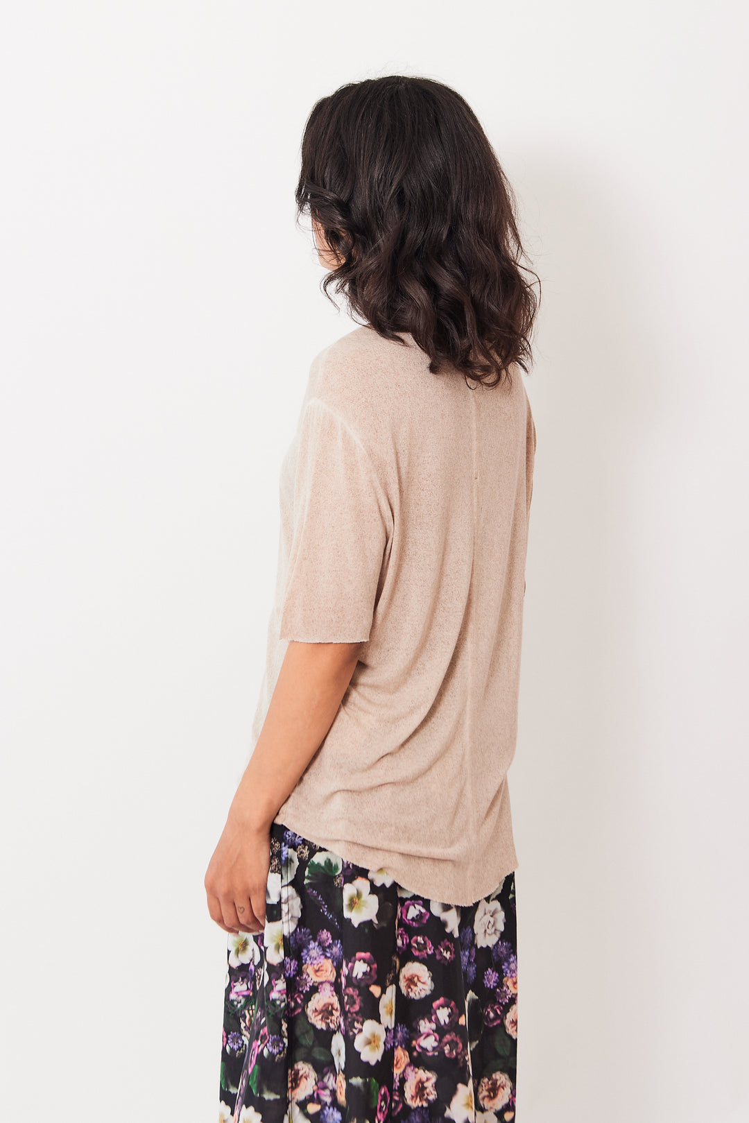 Amanda wearing Raquel Allegra Boxy Tee rear view