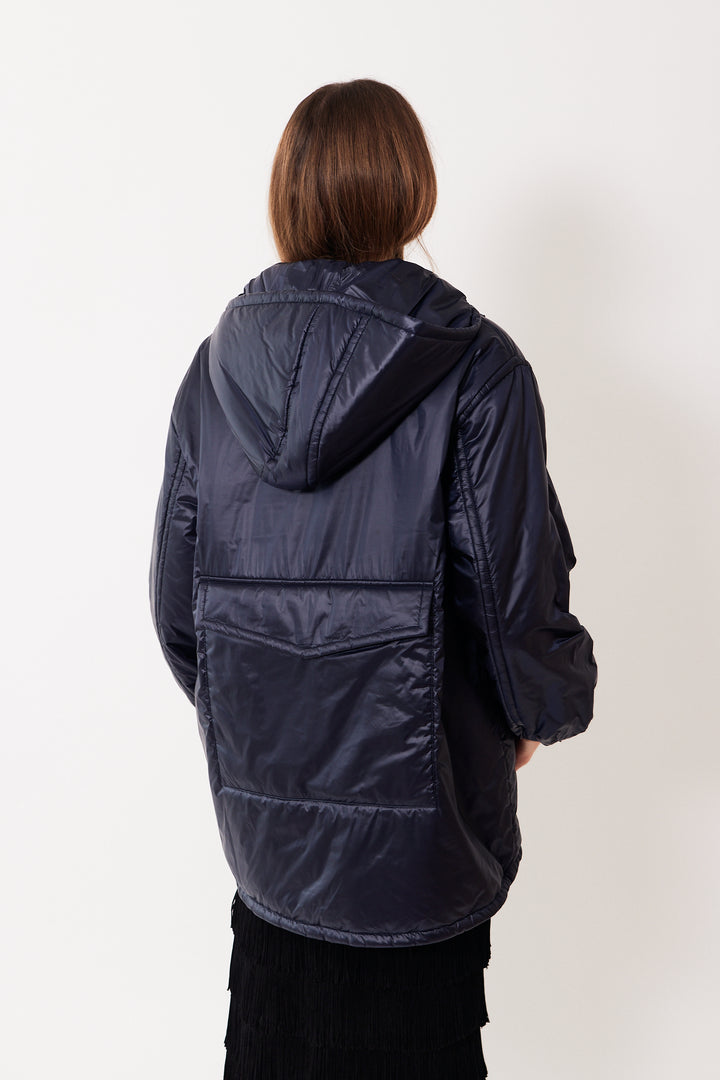 Mari wearing Dorothee Schumacher Cozy Coolness Jacket rear view