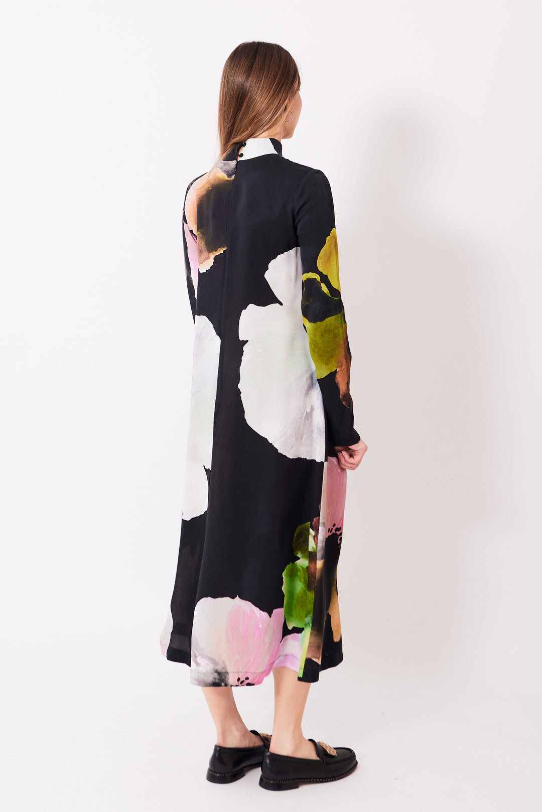 Mari wearing Stine Goya Long Sleeve Midi Dress rear view