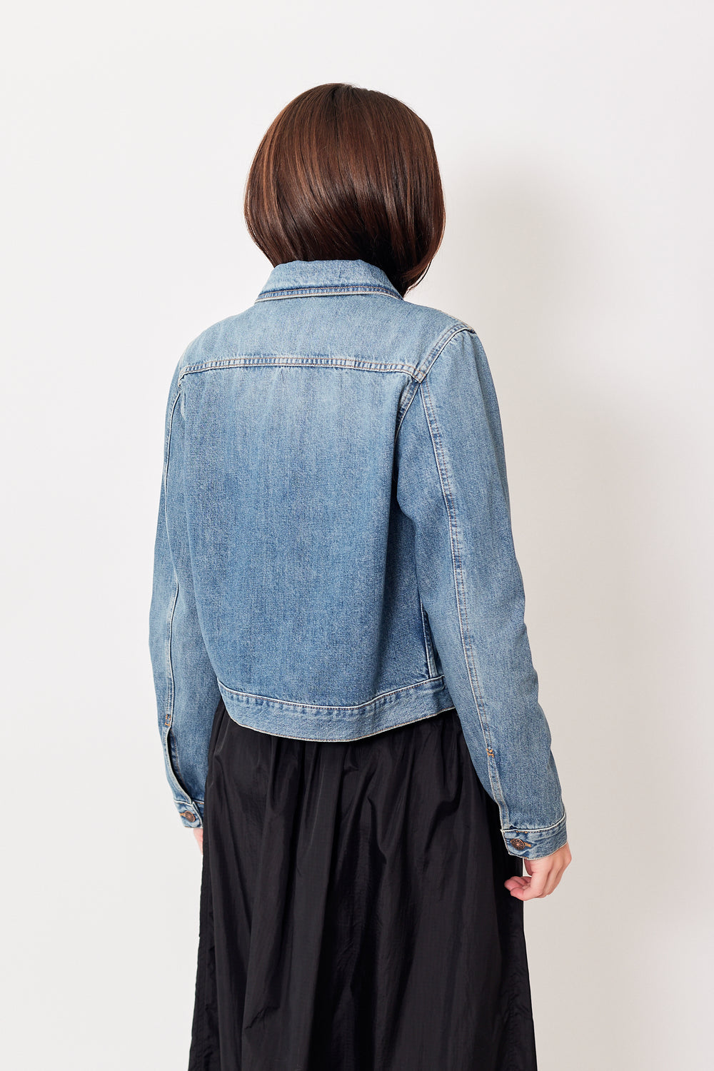 Julia wearing 6397 Shrunken Jacket rear view