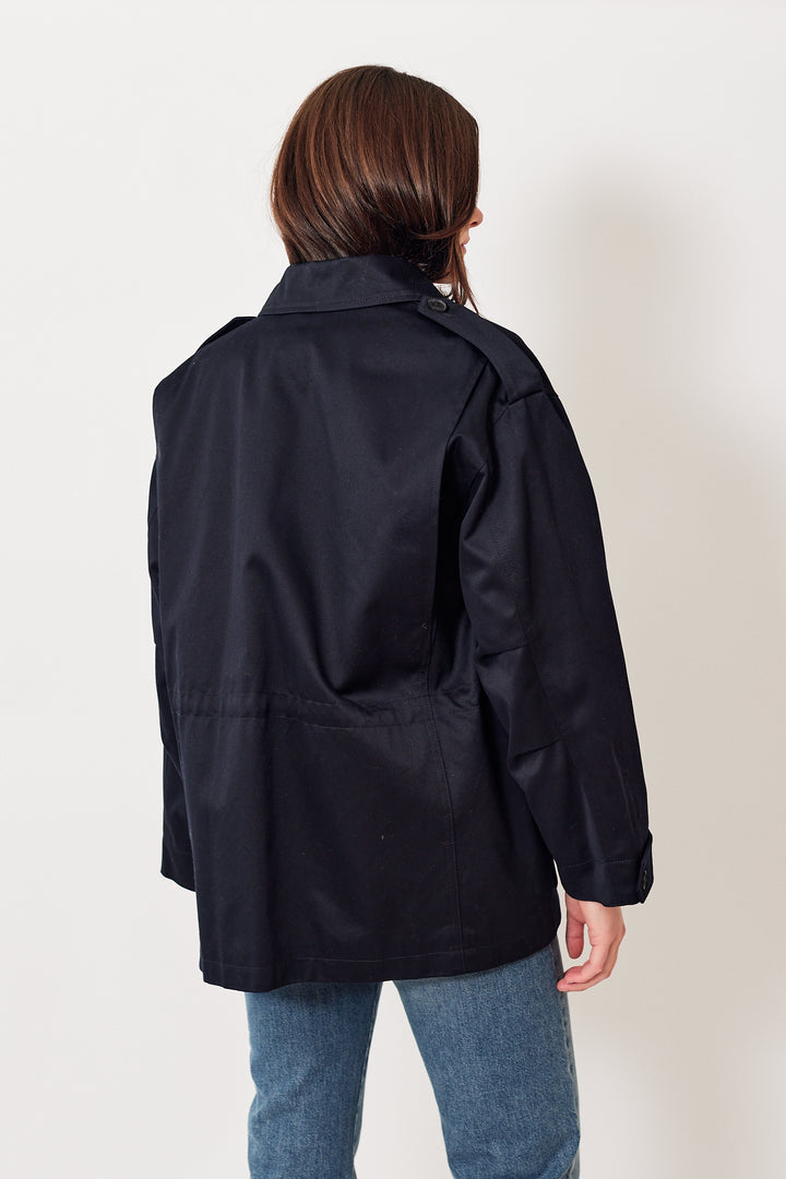 Julia wearing Nili Lotan Lorenzo Military Parka rear view