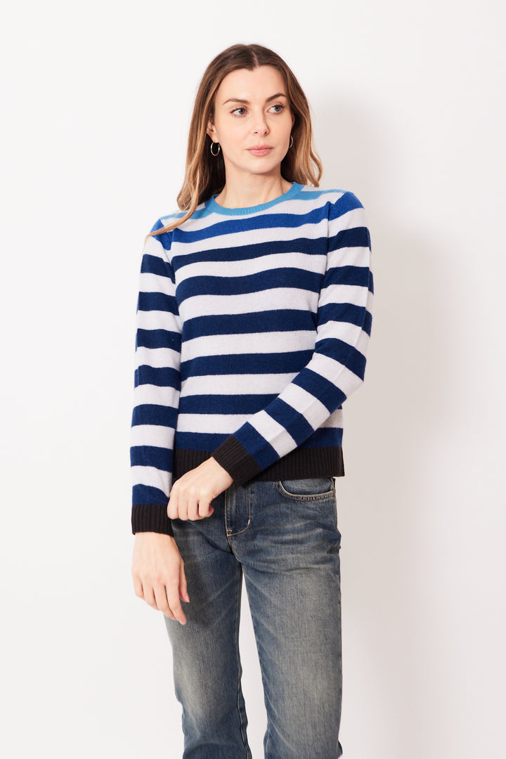 Mari wearing Jumper 1234 Gradient Stripe Crew front view