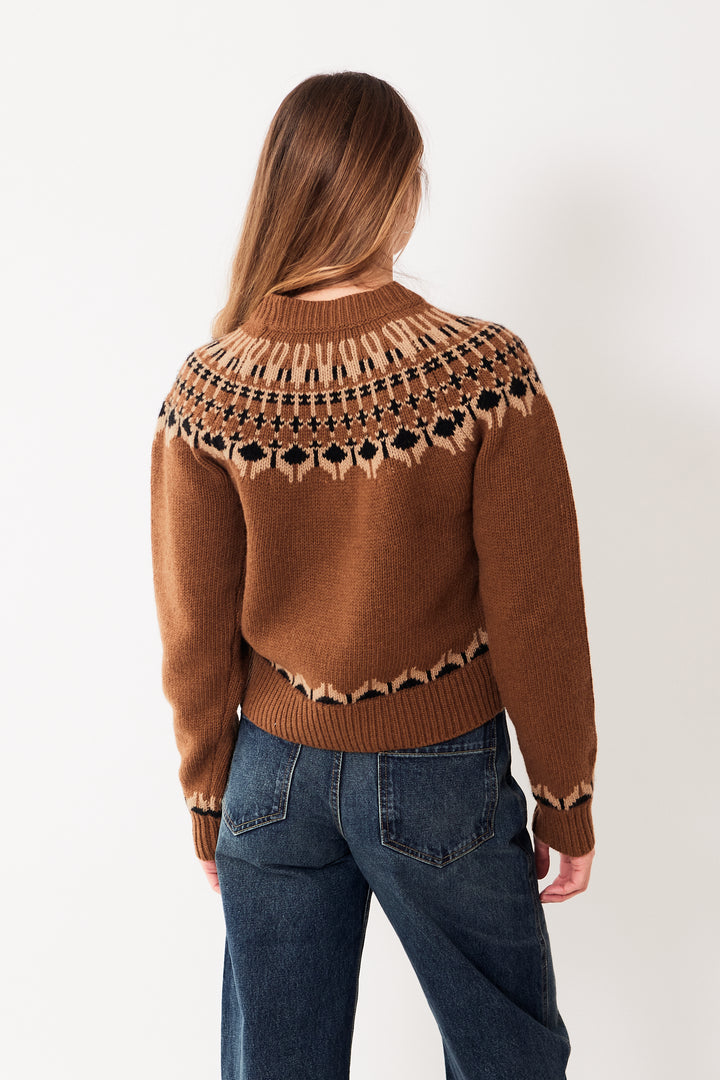 Mari wearing Nili Lotan Fern Sweater rear view