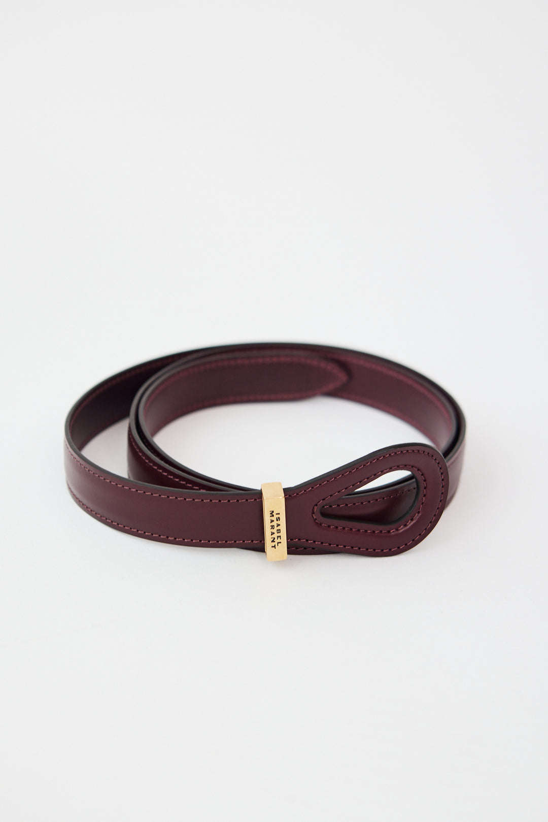 Isabel Marant Étoile Brindi Belt Burgundy laid flat