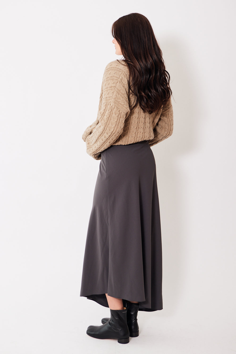 MM6 Maison Margiela Long Asymmetric Skirt, modeled from behind