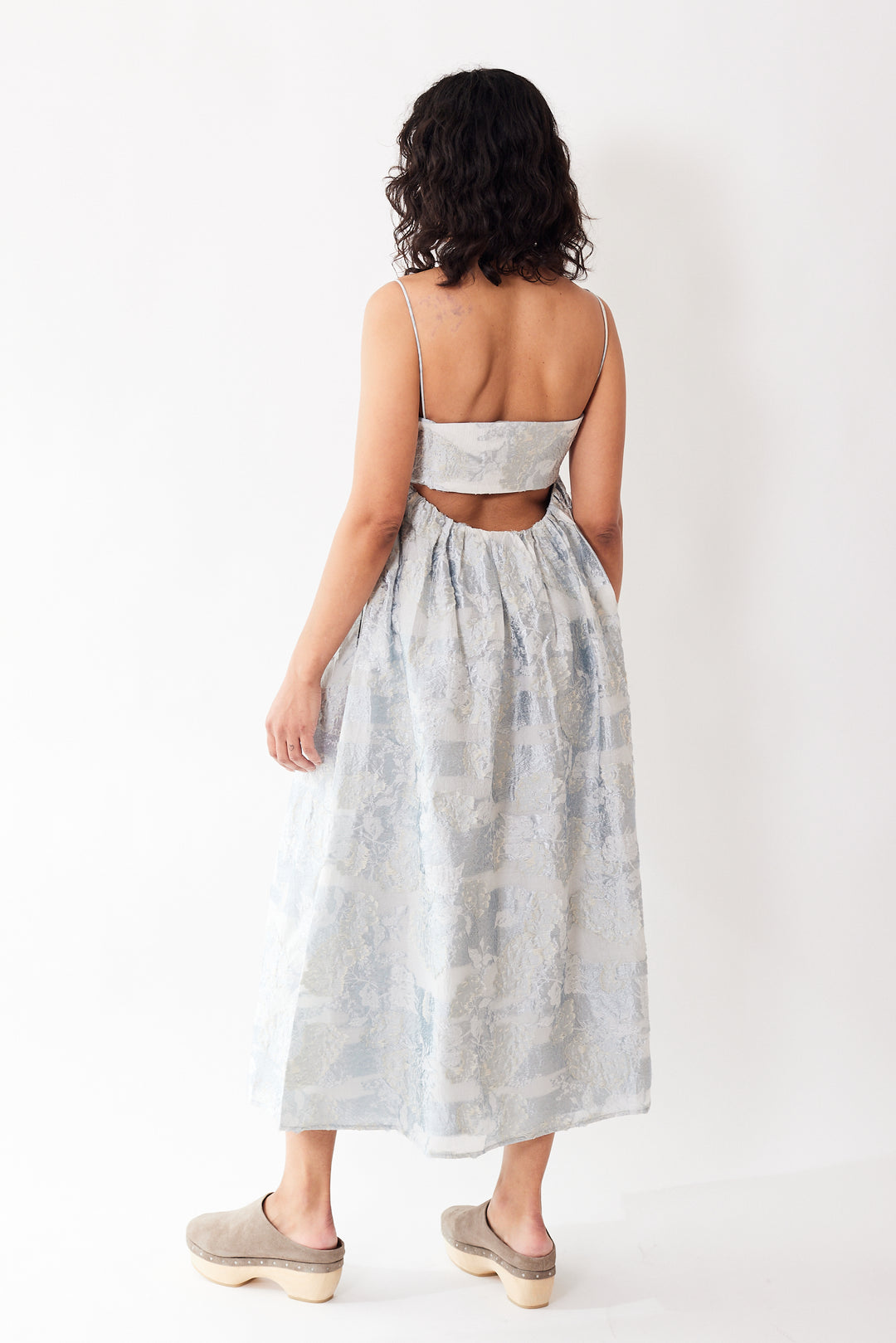 Amanda wearing Stine Goya Darya Organza Jacquard Dress rear view