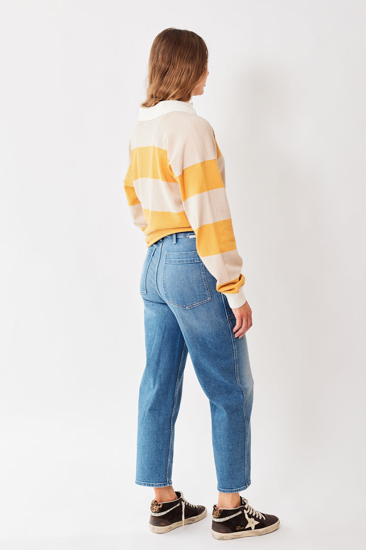 Mari wearing Mother Denim The Patch Pocket Private Flood rear view