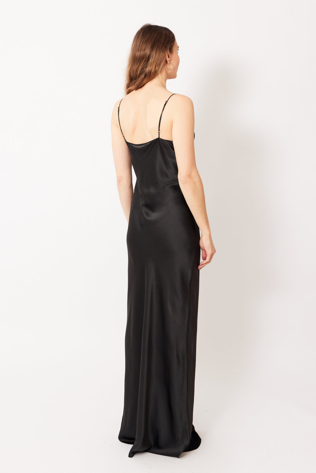 Mari wearing Nili Lotan Cami Gown rear view