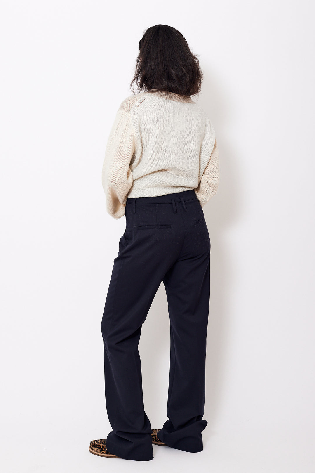 Amanda wearing Seventy Front Seam Trouser rear view