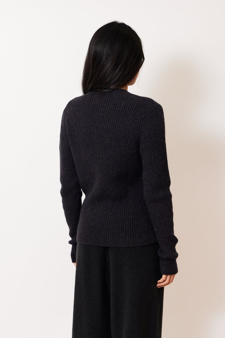 Madelyn wearing Lauren Manoogian Soft Rib Crewneck rear view