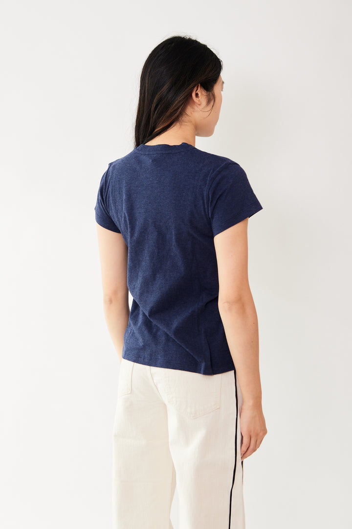 Madelyn wearing 6397 Melange Mini Boy Tee rear view