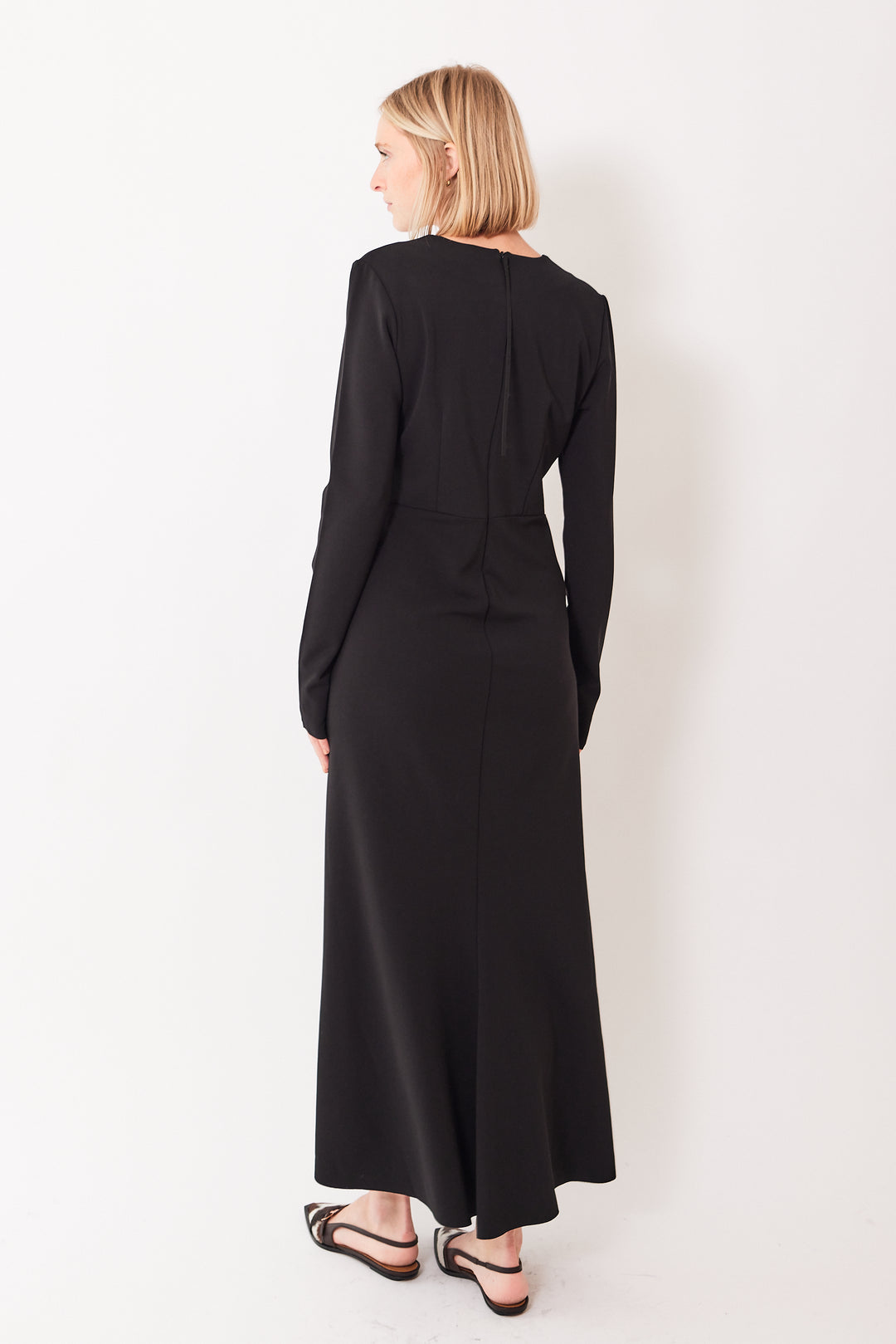 Madi wearing Dorothee Schumacher Soft Shape Dress rear view