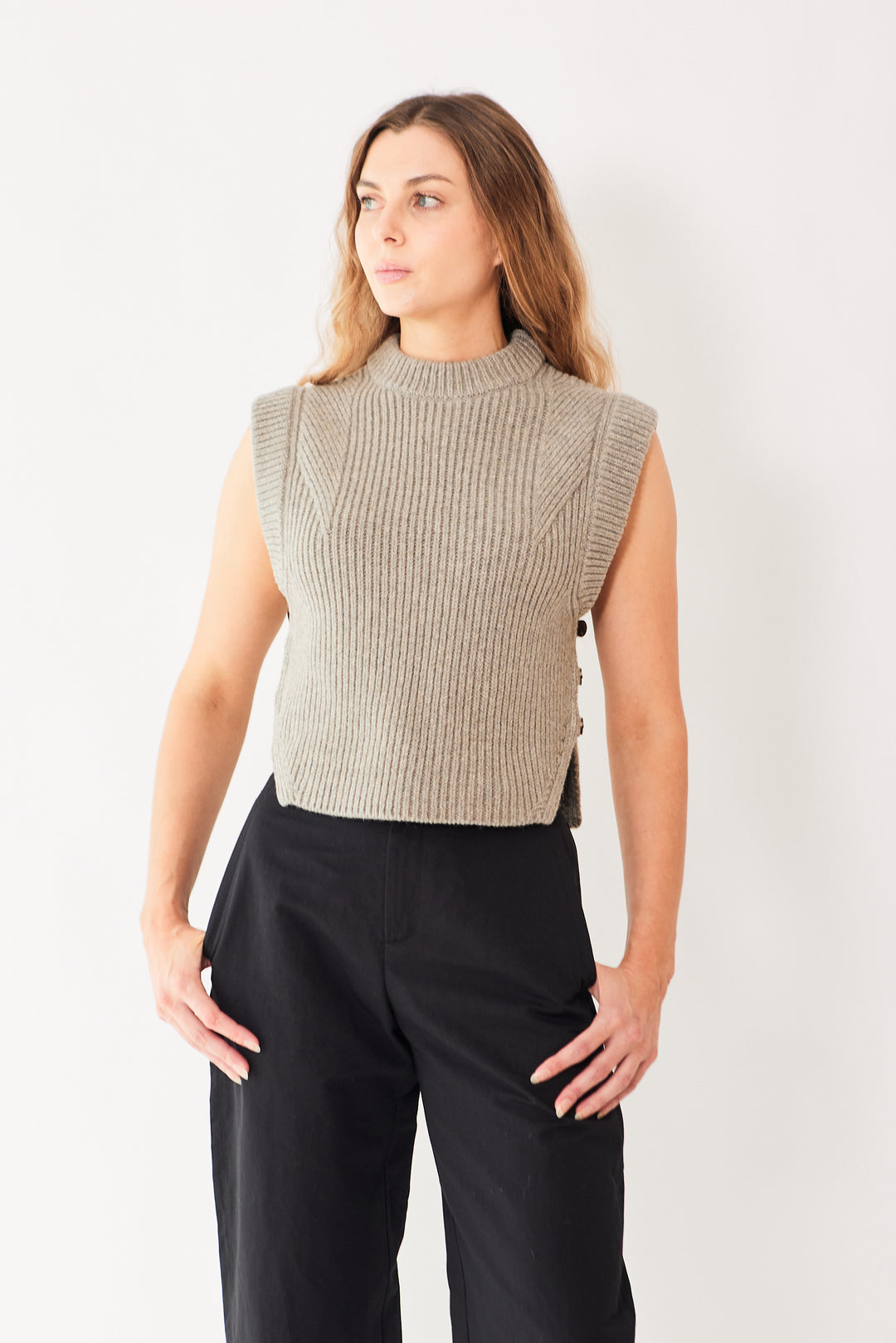 Mari wearing Soeur Alky Vest front view