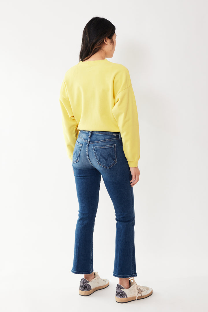 Model wearing Mother Denim The Outsider Ankle rear view