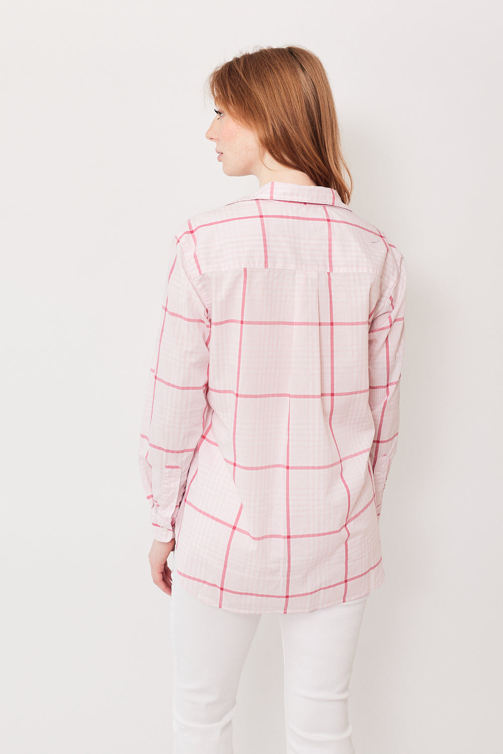 Waverly wearing Frank & Eileen Joedy Woven Button Up rear view