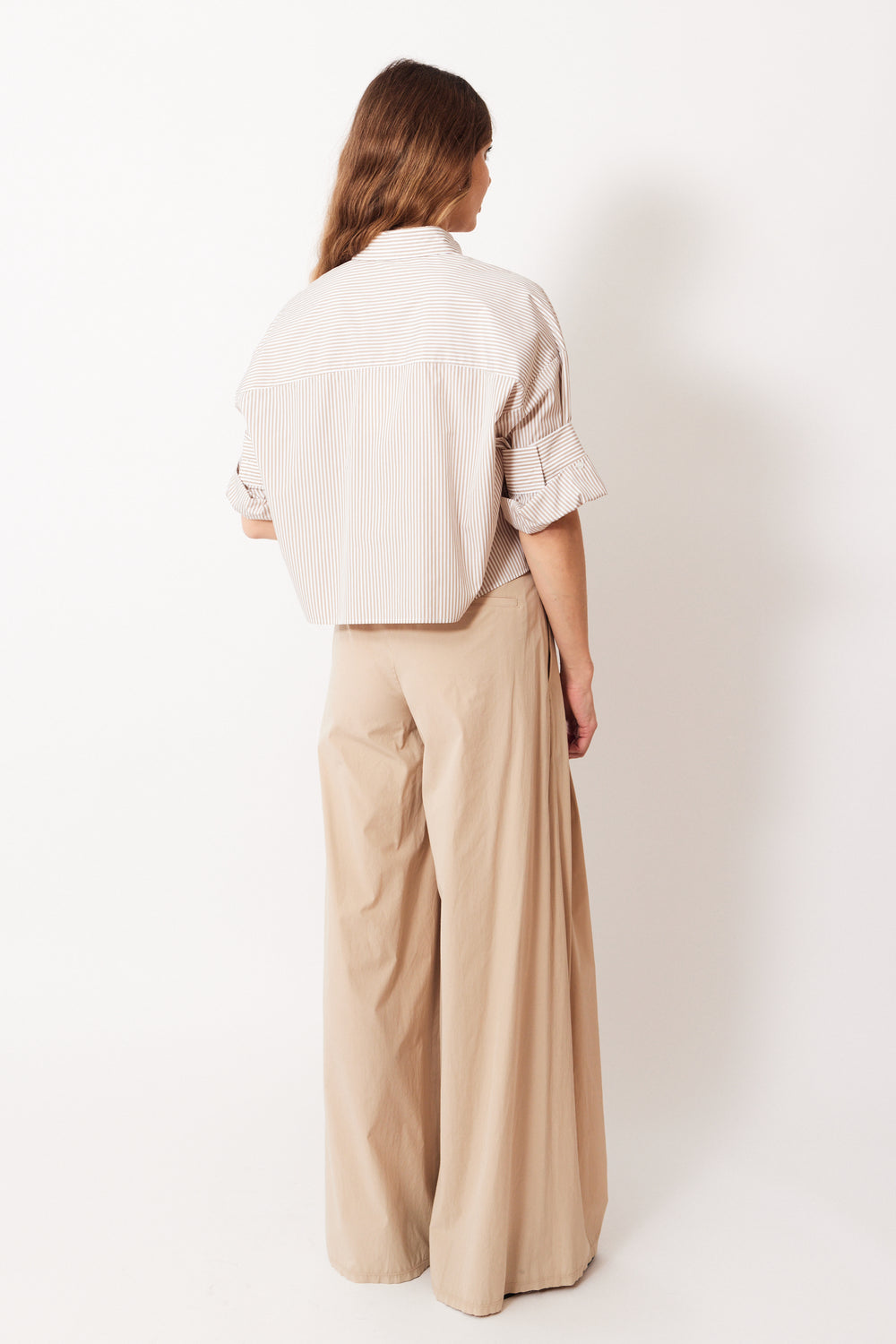 Mari wearing TWP New Didi w/ Raw Hem Pant rear view