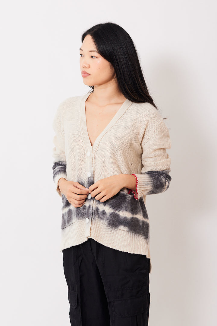 Madelyn wearing Raquel Allegra Evans Cardigan front view