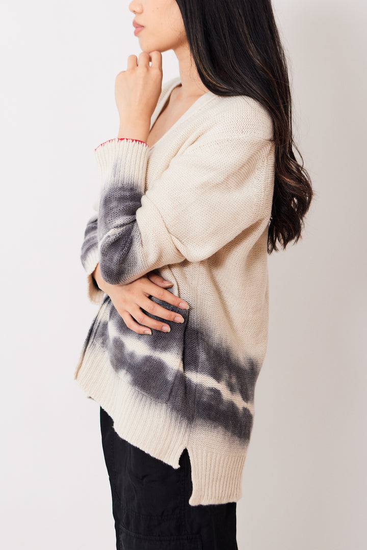 Madelyn wearing Raquel Allegra Evans Cardigan side view