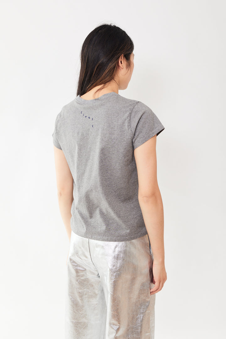 Madelyn wearing Clare V. Classic Tee rear view