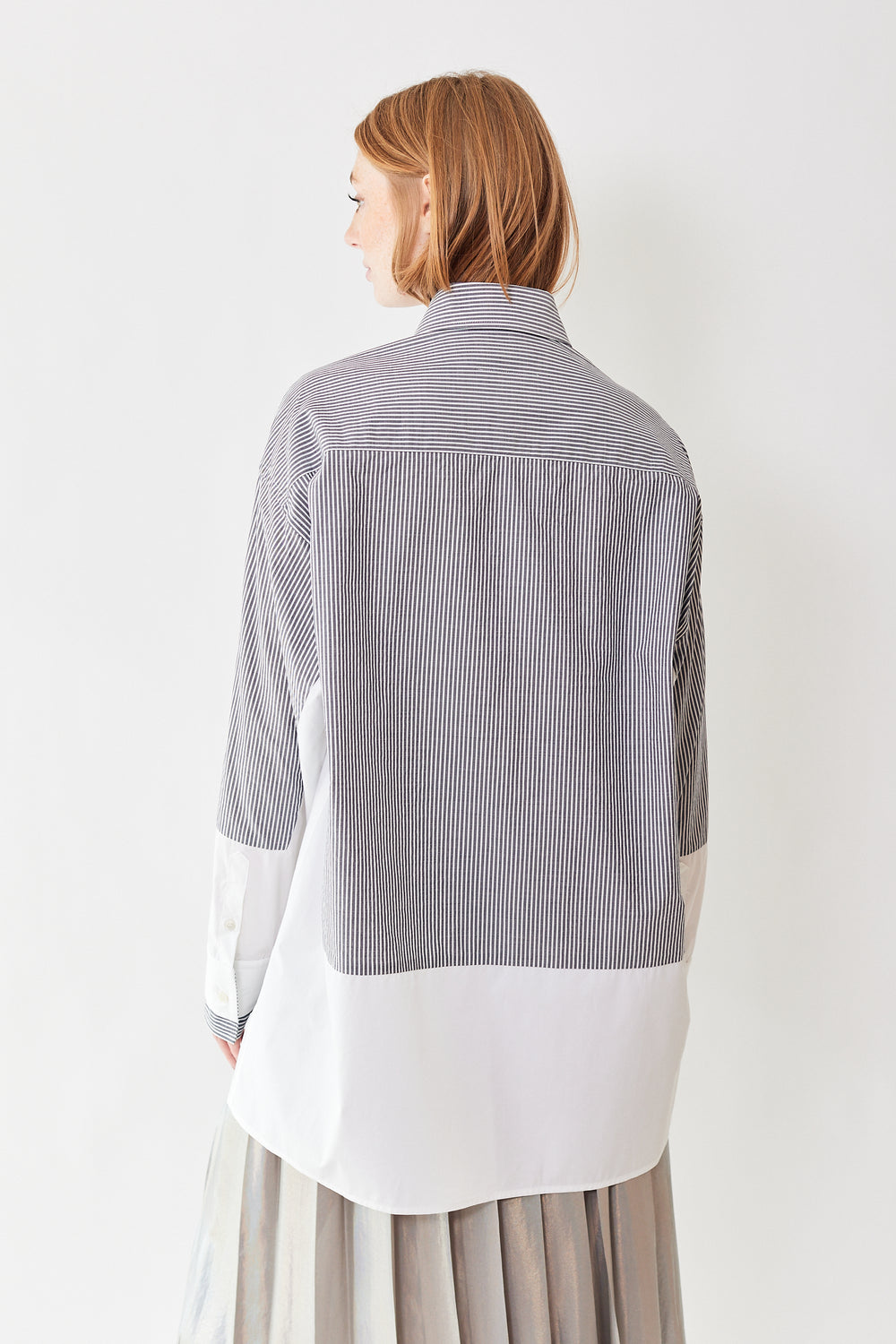 Back of MM6 Maison Margiela Oversized Extended Shirt on a model